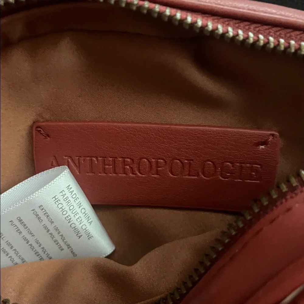Anthropologie Woven Vegan Leather Chunky Chain TASSEL Crossbody Bag Red - Picture 8 of 12